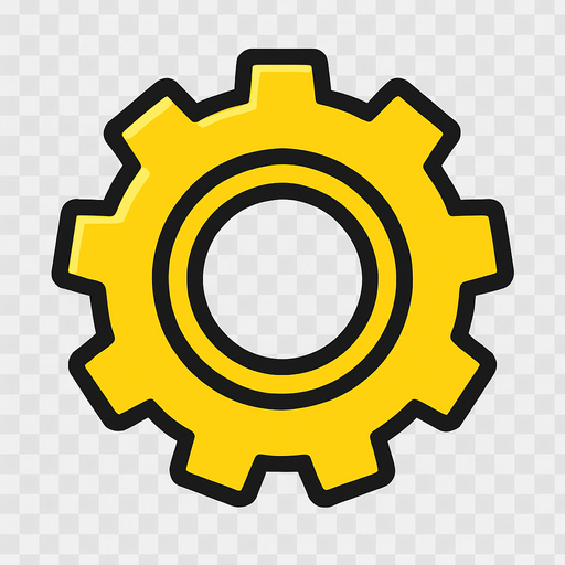 yellow gear top view tranparent.
In-Game asset.  2d.  High contrast.  No shadows