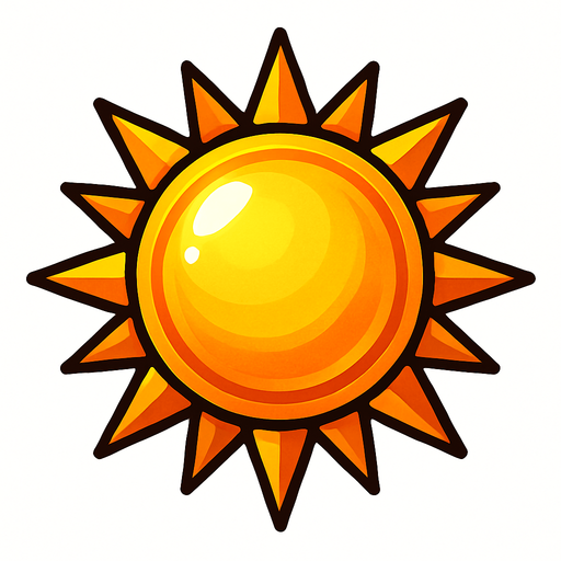 Sol puntiagudo luminoso.
In-Game asset.  2d.  High contrast.  No shadows