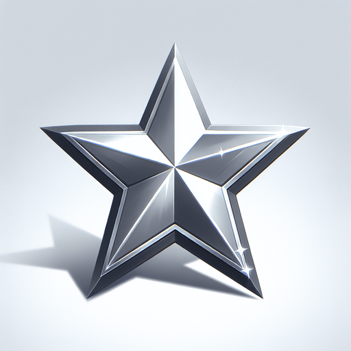 silver star.
Single Game Texture.  In-Game asset.  2d.  Blank background.  High contrast.  No shadows