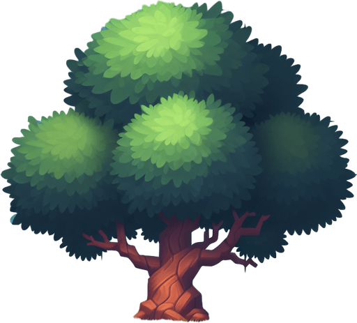 tree.
Single Game Texture. In-Game asset. 2d. Blank background. High contrast. No shadows.