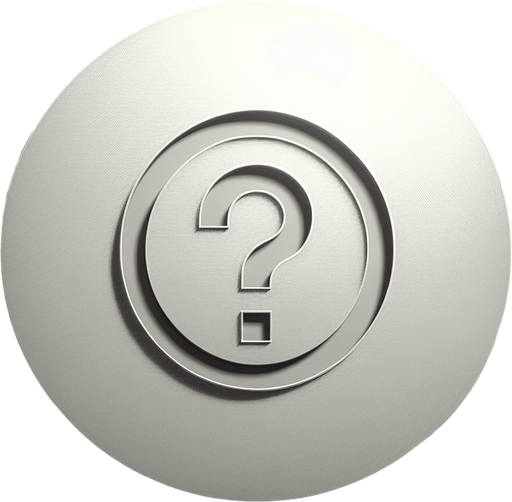 An interface element which is a gray circle with a question mark inside it..
Single Game Texture. In-Game asset. 2d. Blank background. High contrast. No shadows.