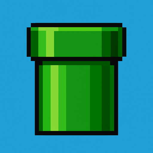 Pixel Art 2d Pipe.
In-Game asset.  2d.  High contrast.  No shadows