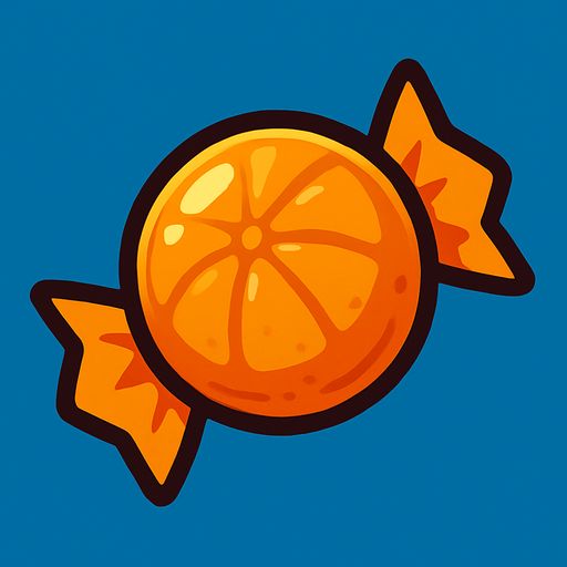 candy orange.
In-Game asset.  2d.  High contrast.  No shadows