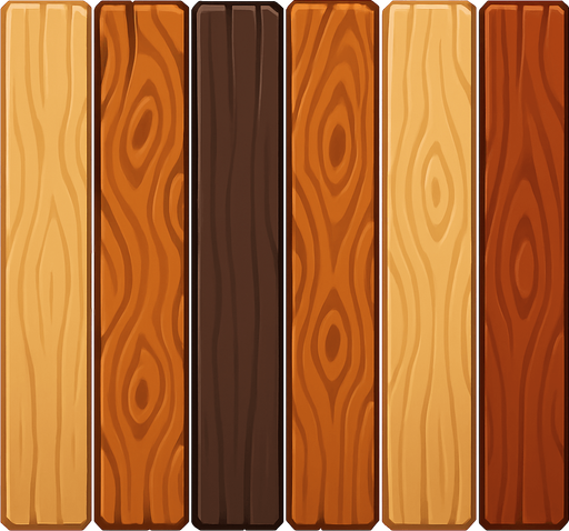 Pack of different wood vertical facing the screen.
In-Game asset.  High contrast.  No shadows. 3D