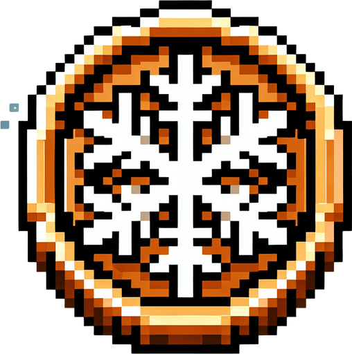 game coin with a snowflake symbol. pixelated. 8 bit. Single Game Texture. In-Game asset. 2d. Blank background. High contrast. No shadows.