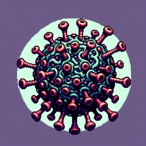 a sprite of a virus monster.
a 2d sprite of a virus monster