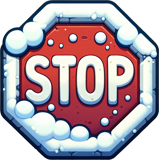 Знак стоп в снегу. Мультяшный.
Single Game Texture.  In-Game asset.  2d.  Blank background.  High contrast.  No shadows