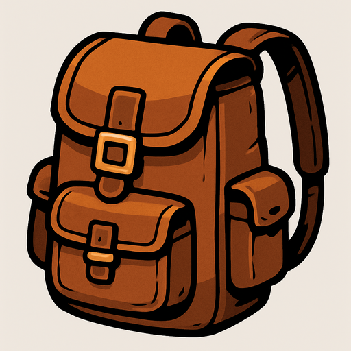 brown backpack.
In-Game asset.  2d.  High contrast.  No shadows
