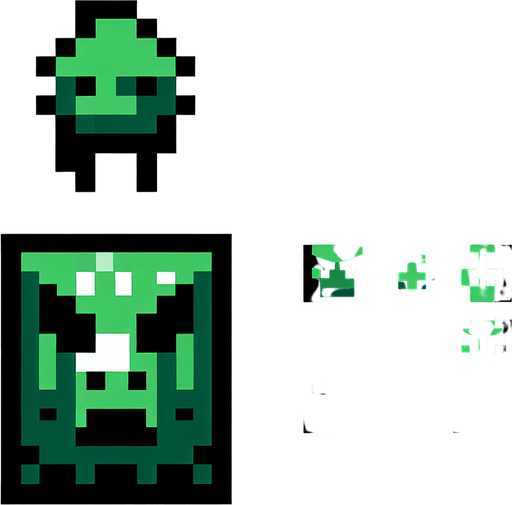 grinch. green monster. pixelart. only face. Single Game Texture. In-Game asset. 2d. Blank background. High contrast. No shadows.