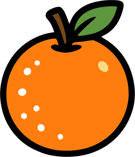 orange fruit.
In-Game asset.  2d.  High contrast.  No shadows. cartoon. simple. minimalistic
