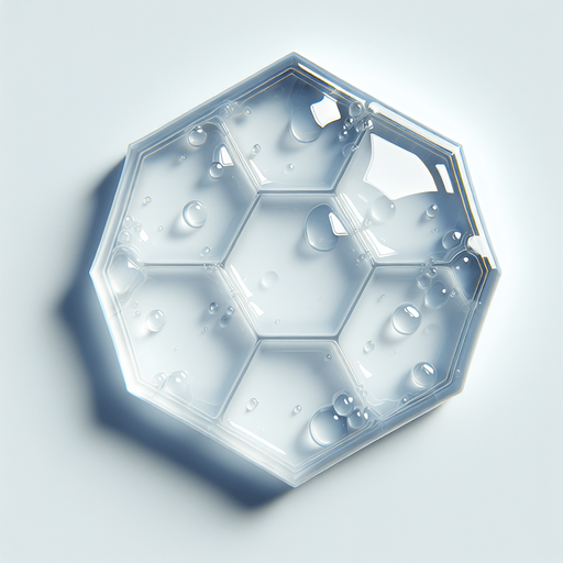 Simple, glossy, empty, plain white hexagon tile made with transparent gel.
Front view. Modern game style