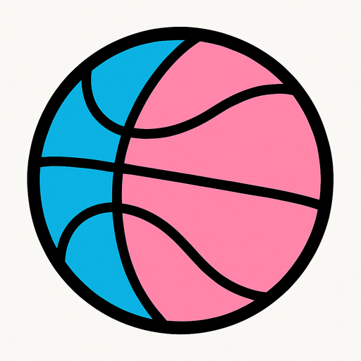 A half blue and half pink Basketball.
In-Game asset.  2d.  High contrast.  No shadows