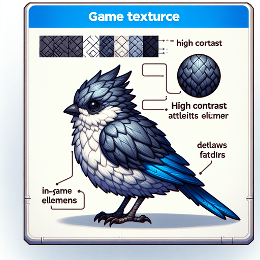 Bird.
Single Game Texture. In-Game asset. 2d. Blank background. High contrast. No shadows.