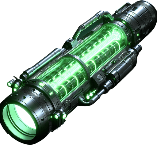 elongated futuristic laser canon gun green.
top view
