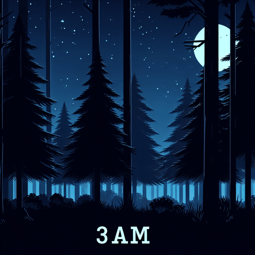 forest background at 3am.
Single Game Texture.  In-Game asset.  2d.  Blank background.  High contrast.  No shadows