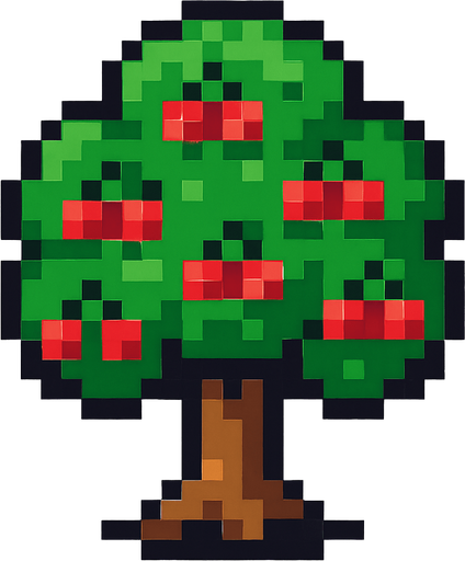 Cherry tree 8 bit.
In-Game asset.  2d.  High contrast.  No shadows