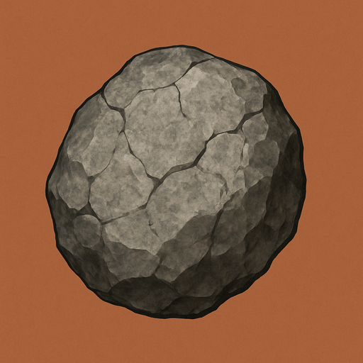 Pedrada, algo realista.
In-Game asset.  2d.  High contrast.  No shadows