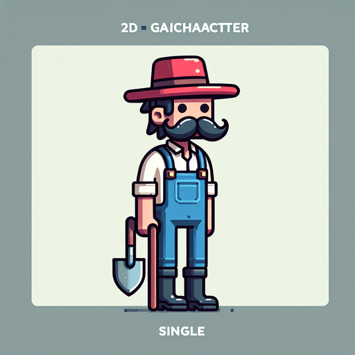 farmer mario . Single 2D Mario Character. In-Game asset. 2d. Blank background.