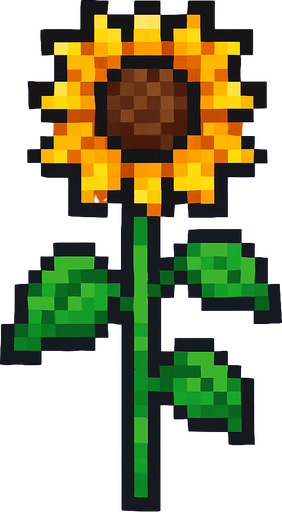 Tallo de girasol, pixelart.
In-Game asset.  2d.  High contrast.  No shadows