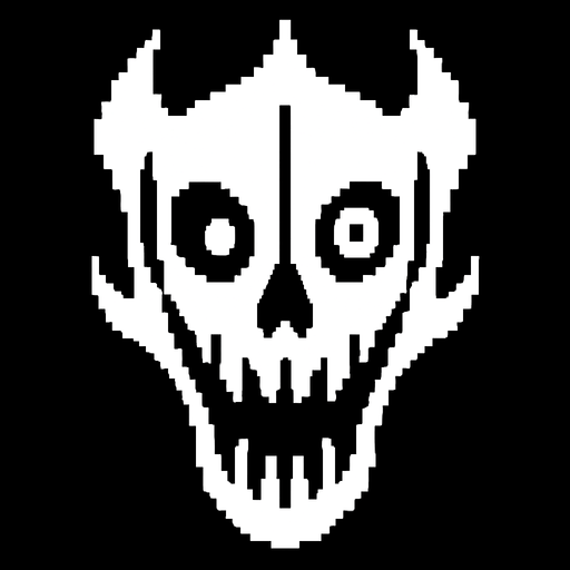 Flat staring gaster blaster Undertale.
In-Game asset.  2d.  High contrast.  No shadows