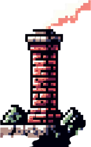 8-bit chimney. in game asset. Single Game Texture. In-Game asset. 2d. Blank background. High contrast. No shadows.