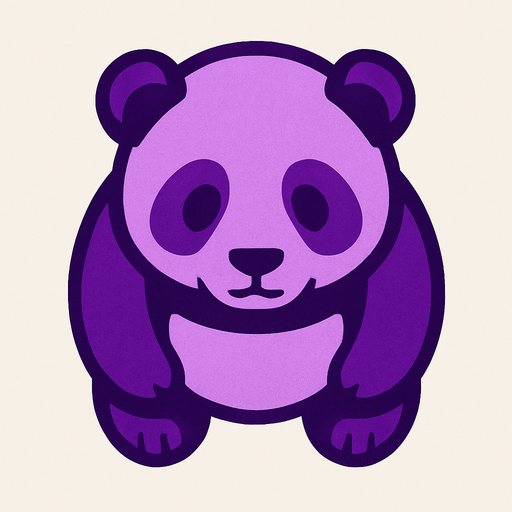purple panda top view.
In-Game asset.  2d.  High contrast.  No shadows