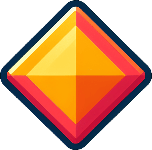 Simple flat icon, 200x200pixels, one bright color romb with border. No shadows, top down view, transparent background.
Single Game Texture. In-Game asset. 2d. Blank background. High contrast. No shadows.