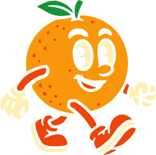 yürüyen insan portakal.
In-Game asset.  2d.  High contrast.  No shadows