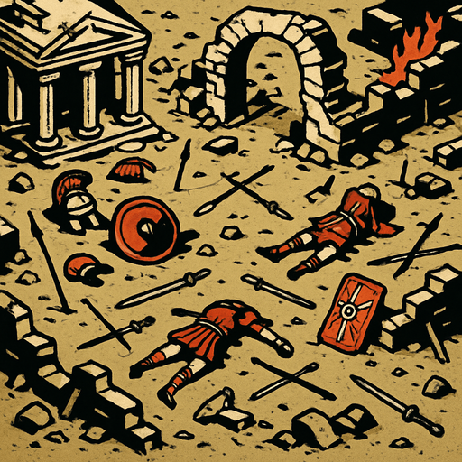 Ancient Rome War Zone.
In-Game asset.  2d.  High contrast.  No shadows. 2d to-down