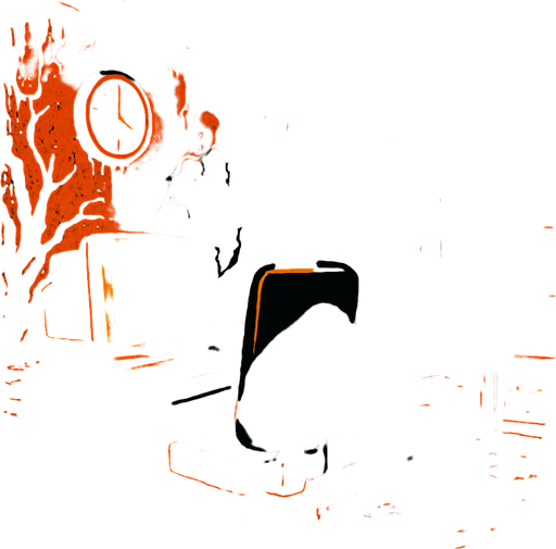 a creepy office.
In-Game asset.  2d.  High contrast.  No shadows