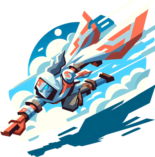 gökyüzü kahramanı.
Single Game Texture.  In-Game asset.  2d.  Blank background.  High contrast.  No shadows