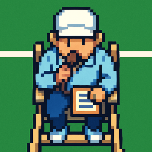 tennis referee, Top-down perspective, pixelart.
In-Game asset.  2d.  High contrast.  No shadows