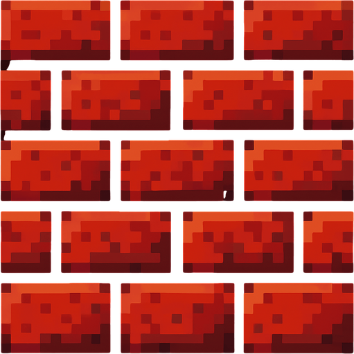 2d pixel art red brick wall.
In-Game asset.  2d.  High contrast.  No shadows