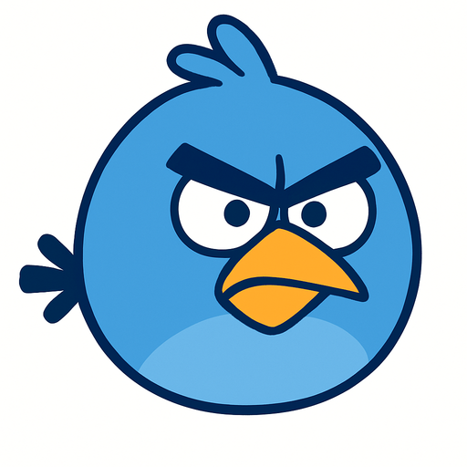 angry blue bird.
no shadow. cartoon. simple. minimalisitc. animated