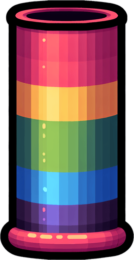 un unique tuyau  vertical couleur arc-en-ciel.
Single Game Texture.  In-Game asset.  2d.  Blank background.  High contrast.  No shadows