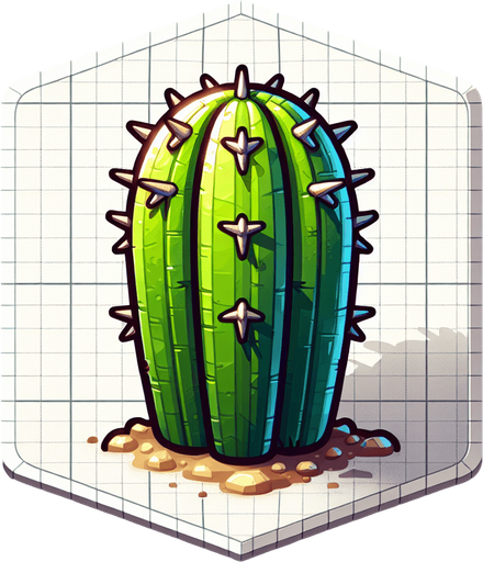 Create some cactus.
Single Game Texture.  In-Game asset.  2d.  Blank background.  High contrast.  No shadows