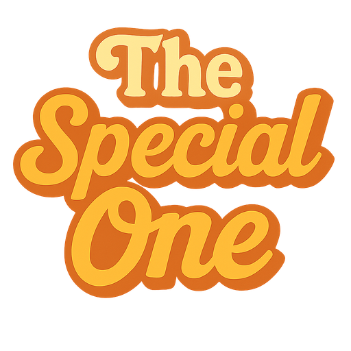 Create an image that says The Special One. The words should be written one under the other. It should be in a retro theme. No background. Transparent background. Blank background. No shadows. 2d. In-Game asset. flat