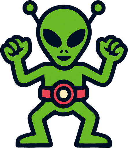 retro alien.
In-Game asset.  2d.  High contrast.  No shadows