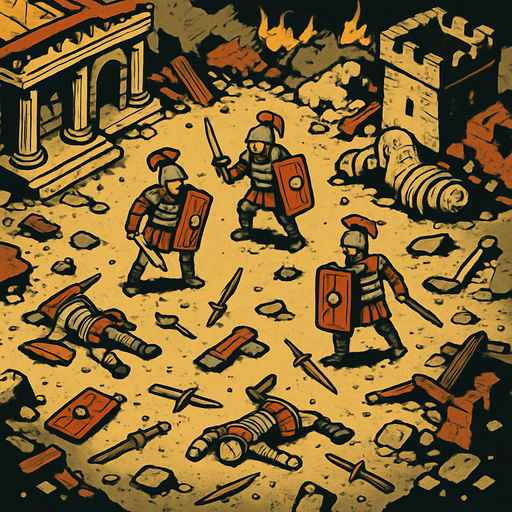 Ancient Rome War Zone.
In-Game asset.  2d.  High contrast.  No shadows. 2d to-down
