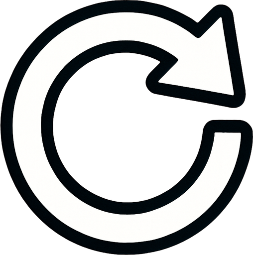 Un simbolo de reiniciar, sin letras, es como un circulo con una flecha.
In-Game asset.  2d.  High contrast.  No shadows