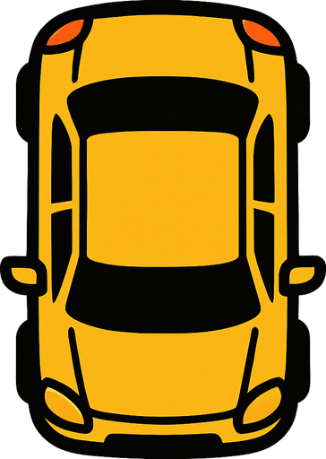 car bird's eye view.
In-Game asset.  2d.  High contrast.  No shadows