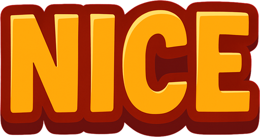 An UI written "NICE".
In-Game asset.  2d.  High contrast.  No shadows