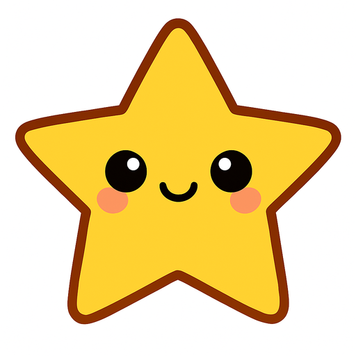 crea una estrella dorada kawai y simple.
In-Game asset.  2d.  High contrast.  No shadows