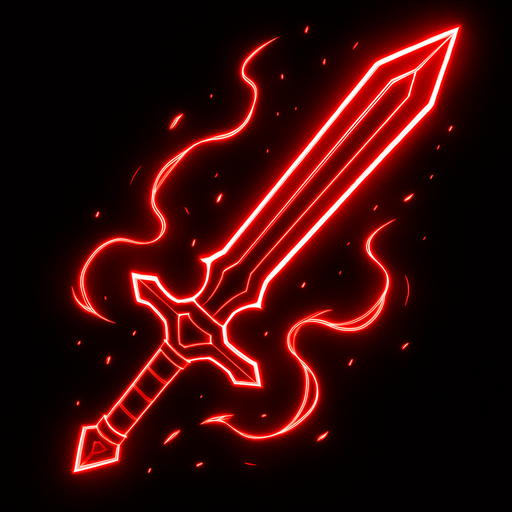 Sword, effect master red neon.
In-Game asset.  2d.  High contrast.  No shadows