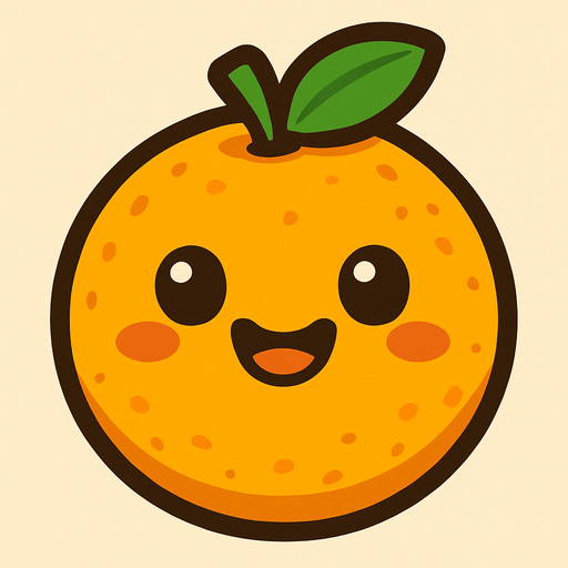 Orange with cute face.
In-Game asset.  2d.  High contrast.  No shadows