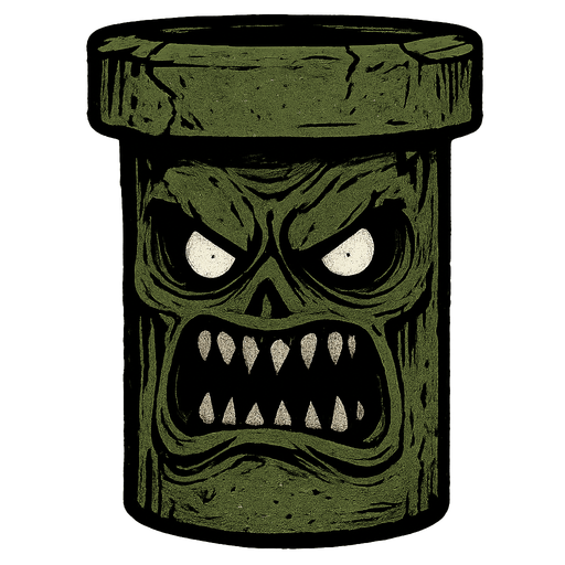 marios pipe but evil and old.
In-Game asset.  2d.  High contrast.  No shadows