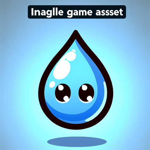 water drop with anime style eyes.
Single Game Texture. In-Game asset. 2d. Blank background. High contrast. No shadows.