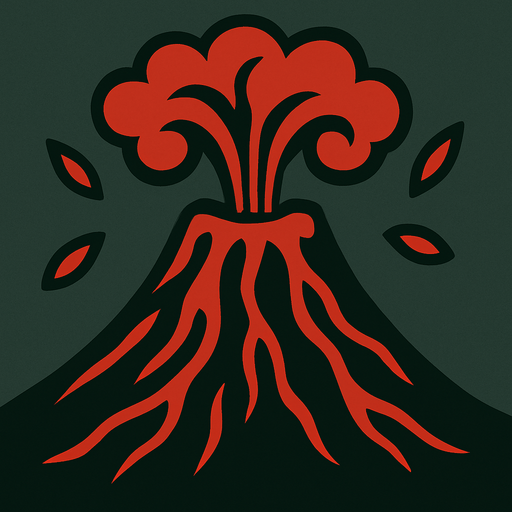 A volcano with lava