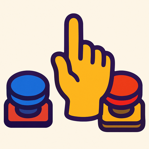 Between two button a hand.
In-Game asset.  2d.  High contrast.  No shadows