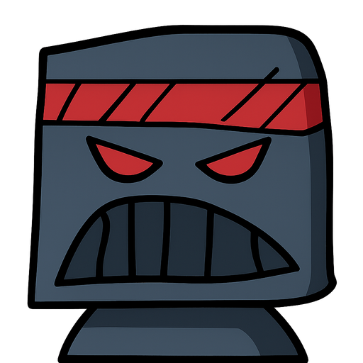 A evil robot. No background. Transparent background. Blank background. No shadows. 2d. In-Game asset. flat